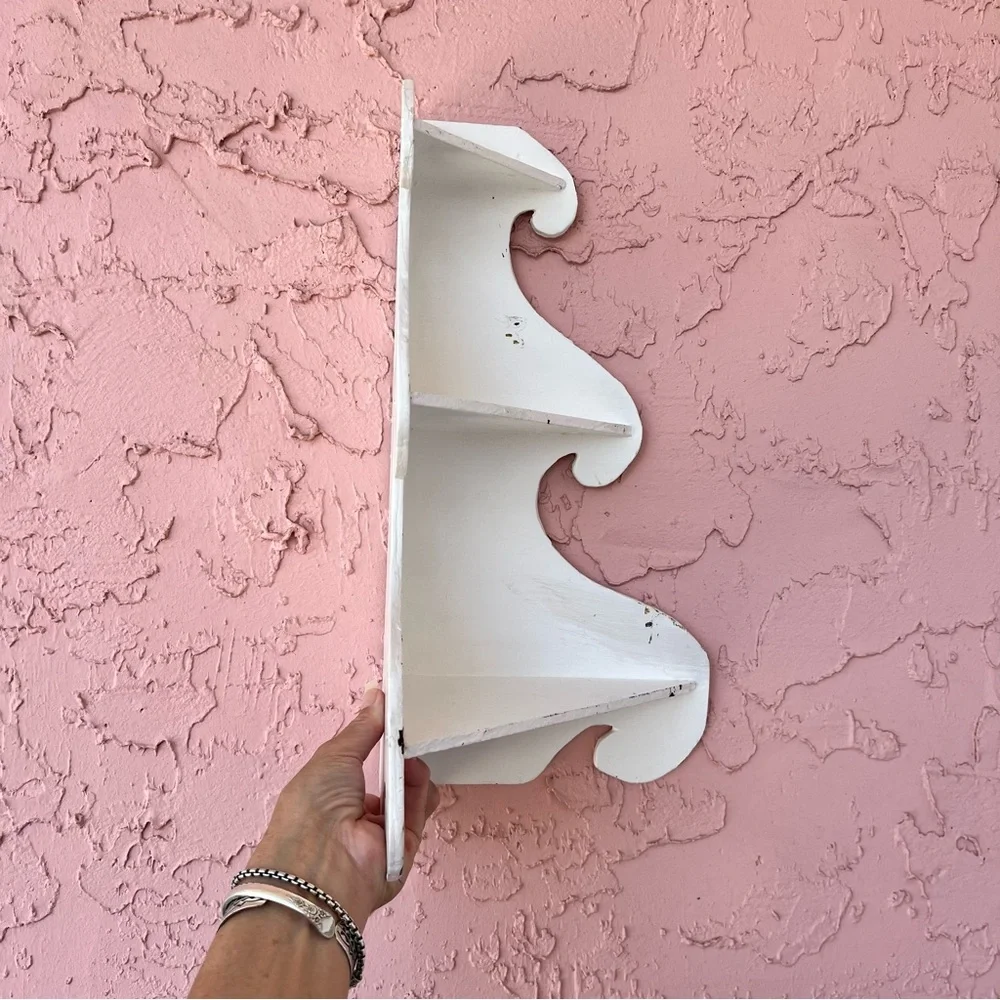 Small Handmade Wood Standing Shelf Painted Chippy